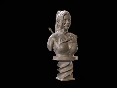 Female Fighter Bust High Poly for 3D Print 3D print model