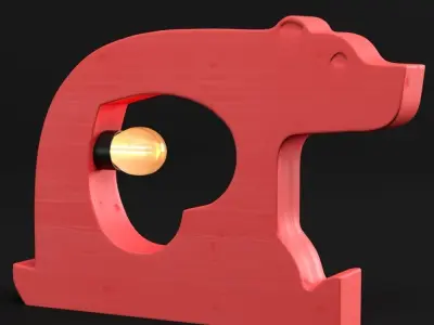 Bear wooden Love Table Lamp 3D model