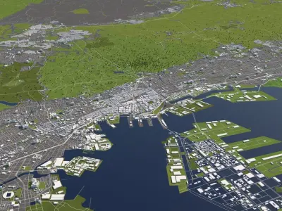 Kobe Japan 50x50km 3D model