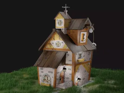 Village house Low-poly 3D model