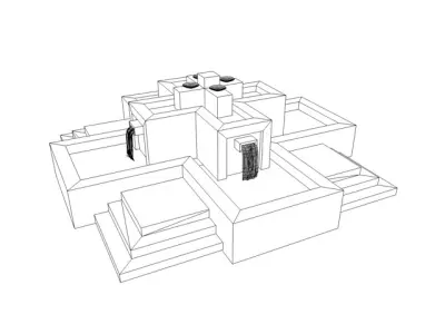 Low poly Fountain with stairs Low-poly 3D model