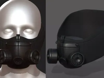 Gas mask respirator scifi futuristic 3d Artist  Low-poly 3D model
