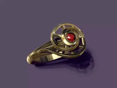 Ring  architectural rose with a stone for casting 3D print model