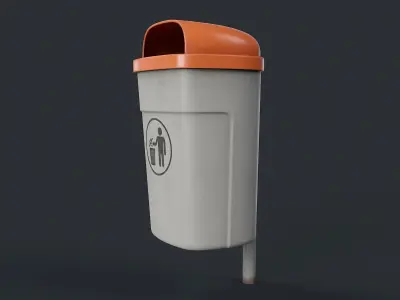 Street Trash Can 36 PBR Game Ready Low-poly 3D model