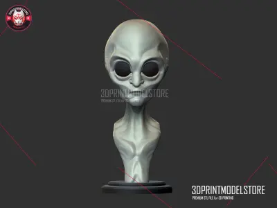 Alien Stylized Bust STL File 3D print model