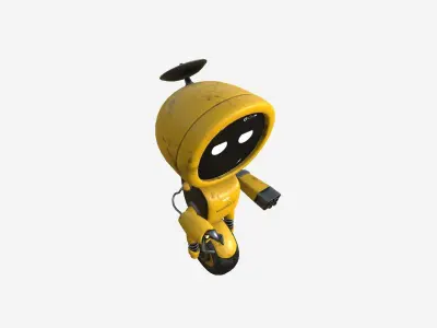 Wheel Robot H03 Yellow - SciFi Character Design Low-poly 3D model