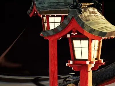 Japanese lantern Low-poly 3D model buy