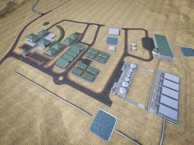 Industrial Mining Factory Low-poly 3D model