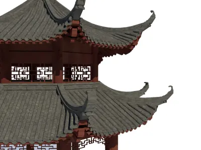 Chinese style pavilion model courtyard model small pavilion 3D model