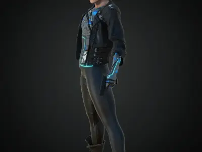 Rigged Woman Cyberpunk Character Low-poly 3D model
