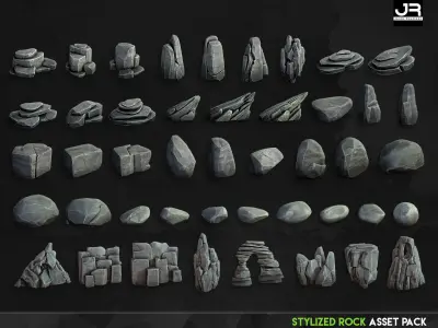 Stylized Rock Asset Pack by J Roscinas Low-poly 3D model