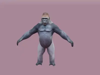 Gorilla low poly with mouth and eye 3D model Low-poly 3D model