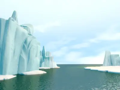 Cartoon Iceberg cliff sea Snow Mountain Ice Block ice field 3D model