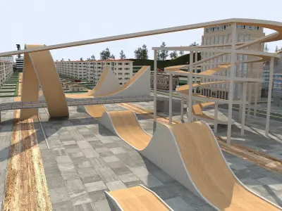 Fully Ready 3D Big City Two Land Bridge and Detailed Low-poly 3D model