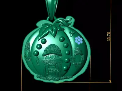 Fantasy Pumpkin Cottage Pendant  3D Printable  Model 3D print model