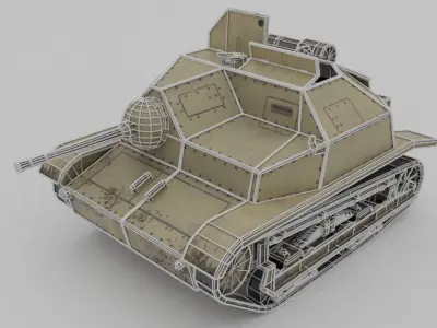 TKS tankette 20mm Low-poly 3D model