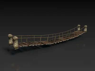 Low poly rope bridge Low-poly 3D model