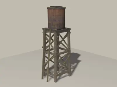 Old Water Tank Low-poly 3D model