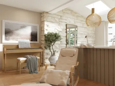 Modern Scandinavian Villa Interior  Low-poly 3D model