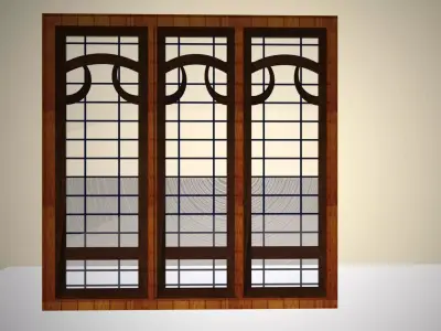 three panel window 3D model
