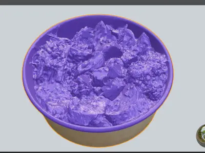 Poke bowl lunch with eggs chicken avocado tomatoes rice chuka  3D model