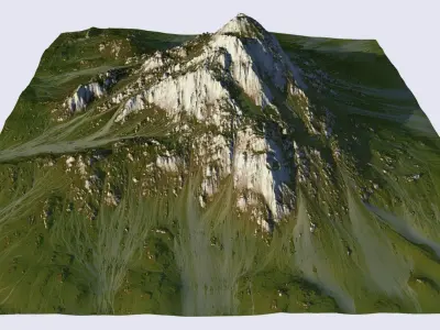 Grass mountain Low-poly 3D model