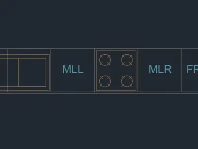 Dynamic Kitchen Cabinet Block - Adjustable Length and Placement 3D model