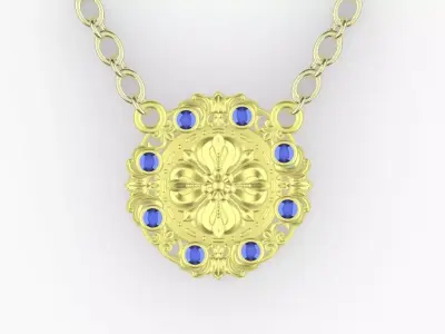 Beautiful Floral Diamond Necklace design  3D print model
