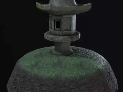 Japanese Stone Lantern  Low-poly 3D model