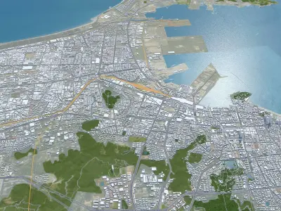Yantai Shandong China 150km Low-poly 3D model