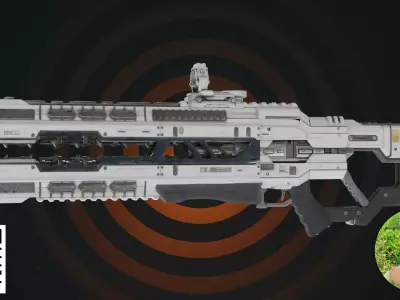 Sci-Fi Heavy Railgun White Edition 3D model