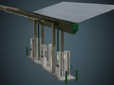Solar Charging Station 1A Low-poly 3D model