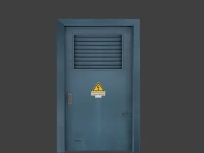 Doors door with warning sign Free 3D model