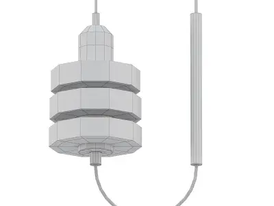 TRIPLE pendant light with cord and glass 3D model