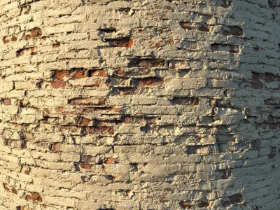 Old painted brick wall  02 Low-poly 3D model