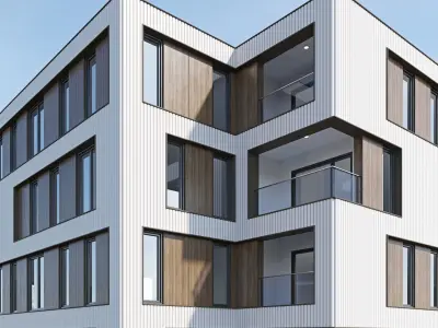 Modern residential building 15 3D model
