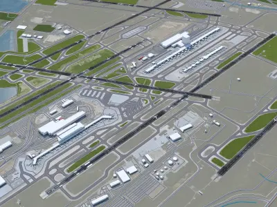 Detroit Airport 12km Low-poly 3D model