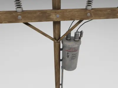 Electric pole Low-poly 3D model