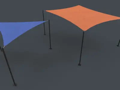 PBR Sun Shade Sails Low-poly 3D model