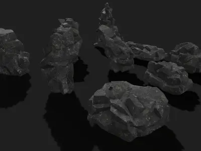 Mountain cliff Rocks - PBR Pack 08 Low-poly 3D model
