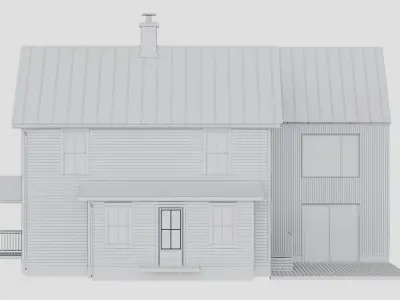 Traditional American House with Modern Addition 3D model