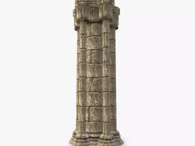 Gothic stone column Low-poly 3D model