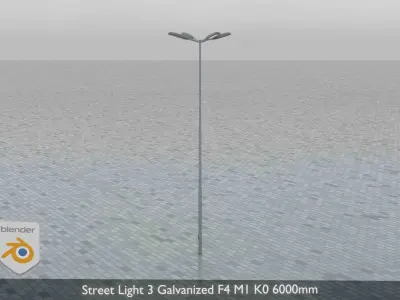 Street Light 3 Galvanized F4 M1 K0 6000 mm  Low-poly 3D model