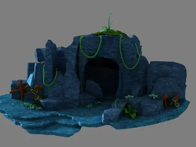 Skeleton Cave scene entrance to the cave rock 3D model purchase