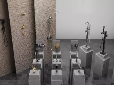 Bathroom Fixture Collection 15-Piece 3D model