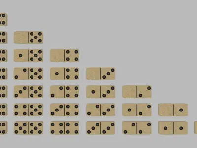 Light Textured Domino Set 28 pieces Low-poly 3D model
