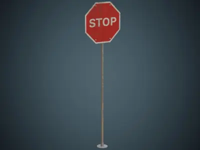 Stop Sign 1B Low-poly 3D model
