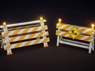 Construction Barricades - Stylized Pack Low-poly 3D model