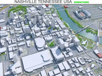 Nashville Downtown Tennessee USA Low-poly 3D model
