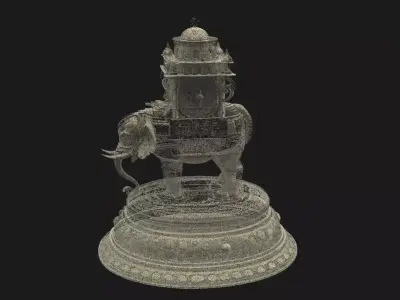 Golden Elephant Figurine  Low-poly 3D model